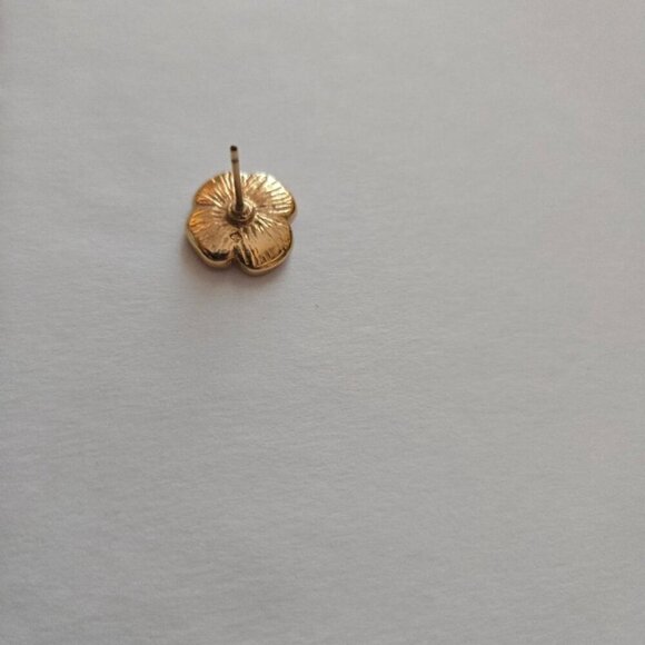 Kate Spade Pink Flower Enamel Gold Tone Crystal Center Stud Earrings - Picture 5 of 5